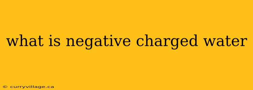 what is negative charged water