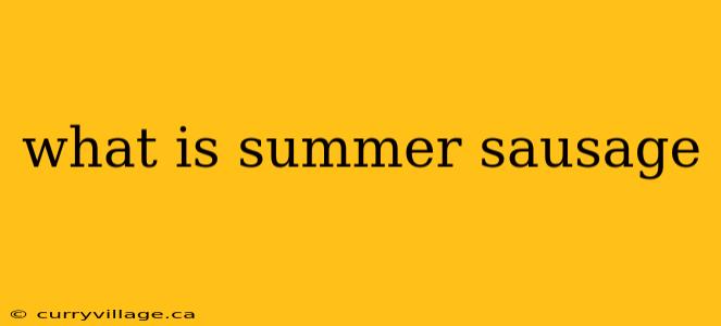 what is summer sausage