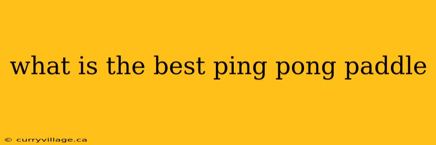 what is the best ping pong paddle