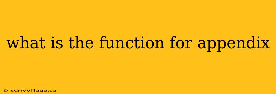 what is the function for appendix