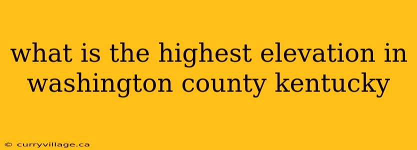 what is the highest elevation in washington county kentucky