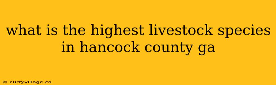 what is the highest livestock species in hancock county ga