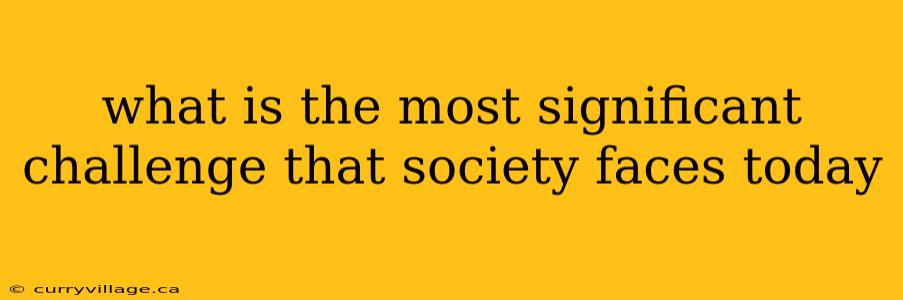 what is the most significant challenge that society faces today
