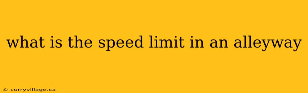 what is the speed limit in an alleyway