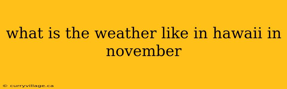 what is the weather like in hawaii in november