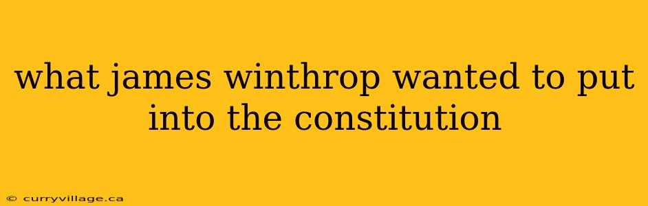 what james winthrop wanted to put into the constitution