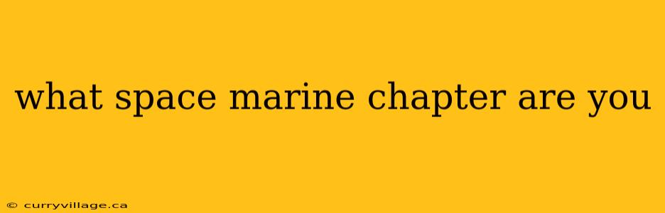 what space marine chapter are you