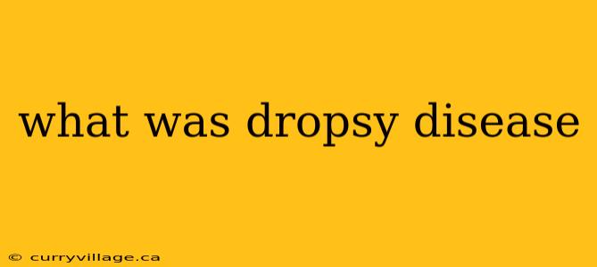 what was dropsy disease