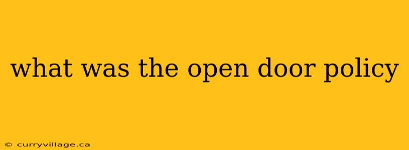 what was the open door policy