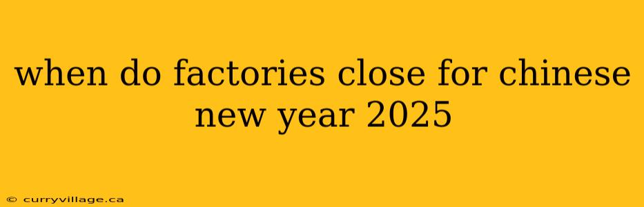 when do factories close for chinese new year 2025
