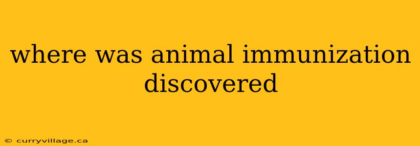where was animal immunization discovered
